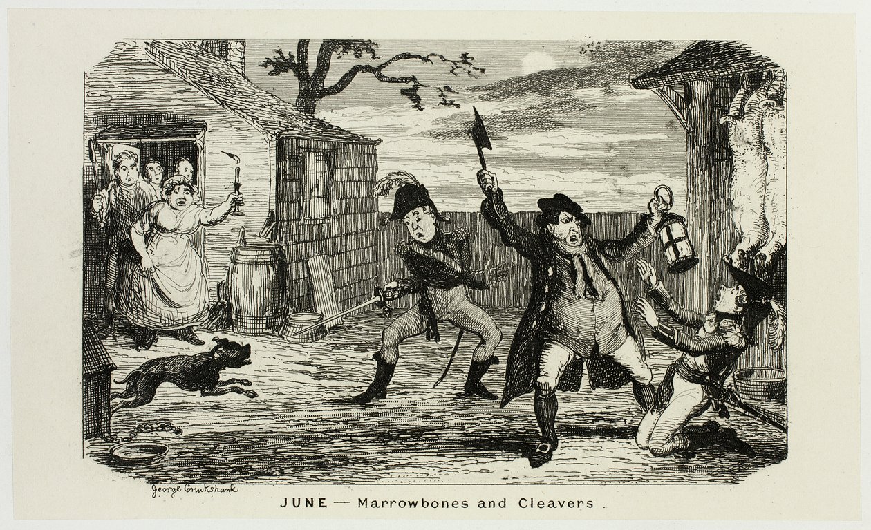 Juni - Märgben och klyvare från George Cruikshanks ståletsningar till The Comic Almanacks: 1835-1853 av George Cruikshank