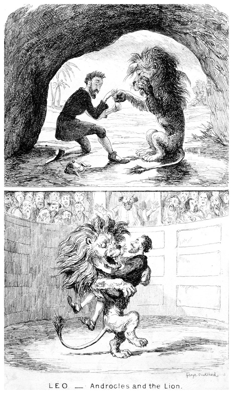 Leo - Androcles and the Lion, 1800-talet. av George Cruikshank
