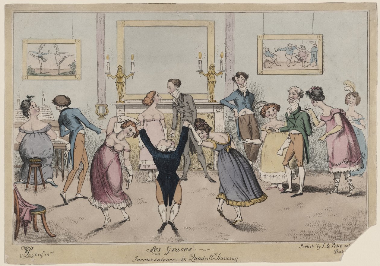 Les Graces, olägenheter i Quadrille Dancing av George Cruikshank