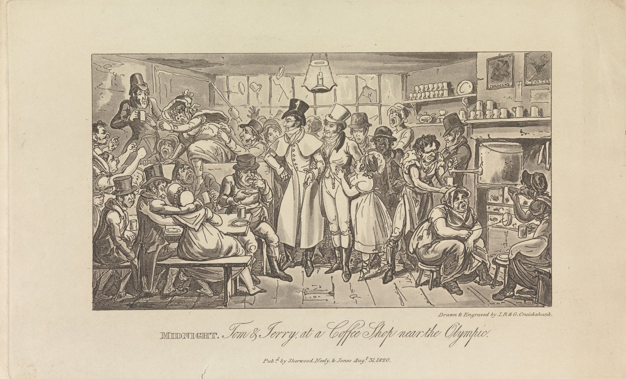 Midnatt, Tom & Jerry på ett kafé... av George Cruikshank