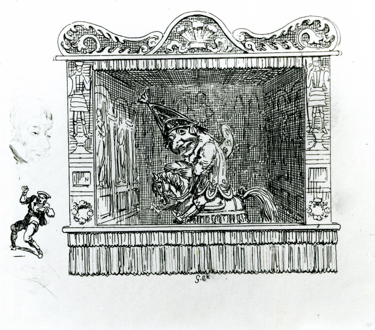 Mr Punch på Hector the Horse av George Cruikshank