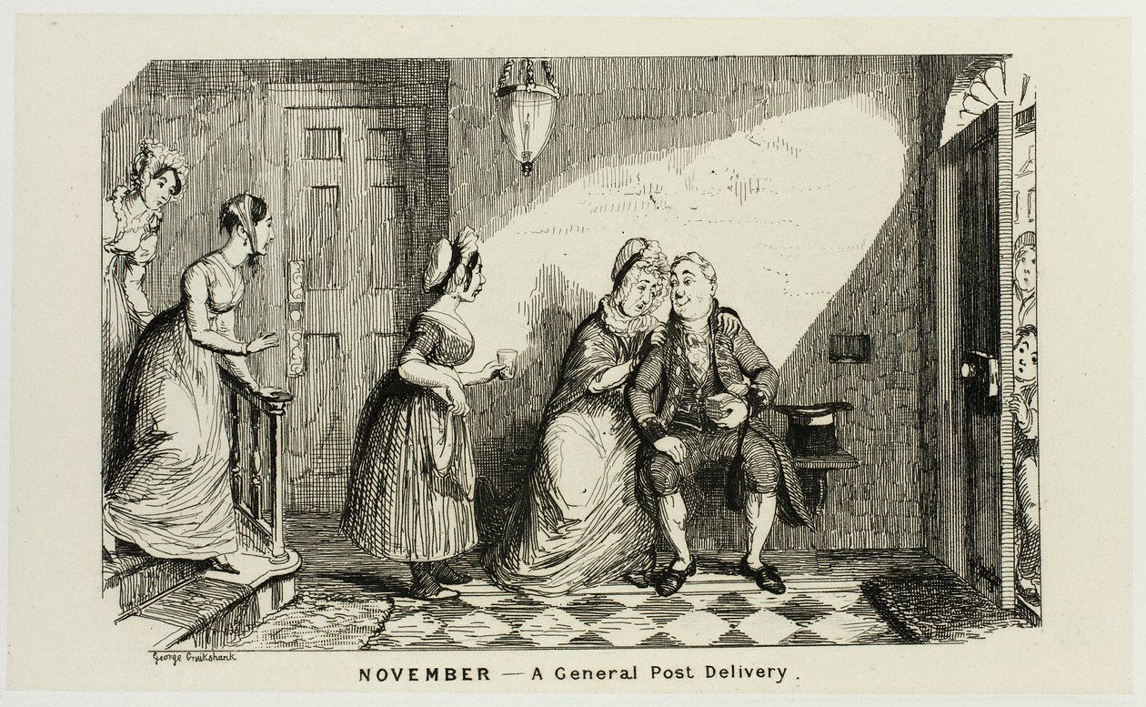 November - En allmän postutdelning i opposition från George Cruikshanks ståletsningar till The Comic Almanacks: 1835-1853 av George Cruikshank