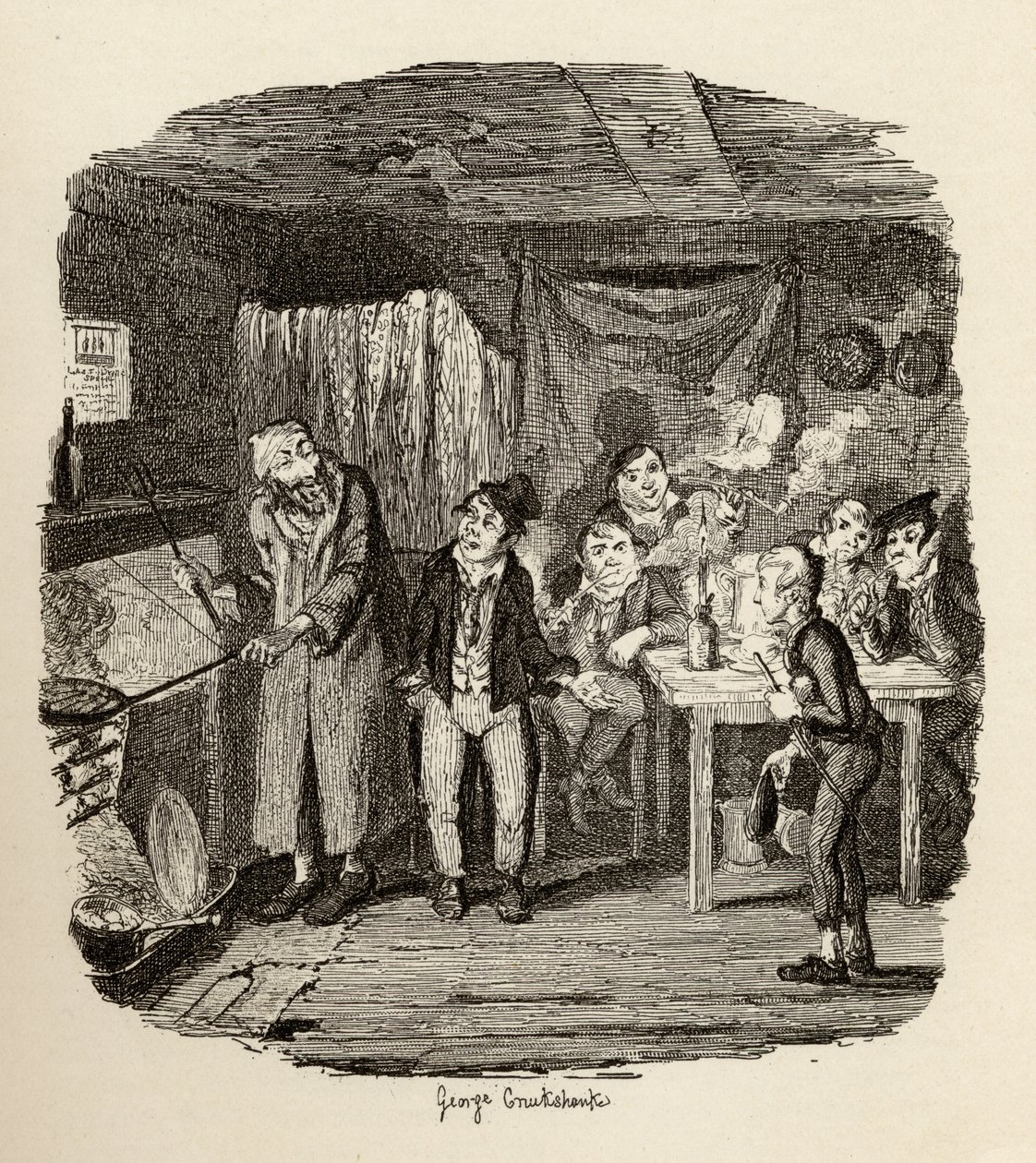 Oliver introducerade till den respektable gamle gentlemannen, från "The Adventures of Oliver Twist" av Charles Dickens (1812-70) 1838, publicerad av Chapman und Hall, 1901 av George Cruikshank