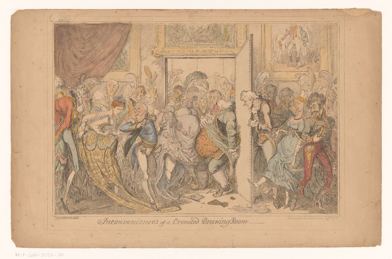 Overvol salong Besvär med en fullsatt salong (titel på objekt) av George Cruikshank