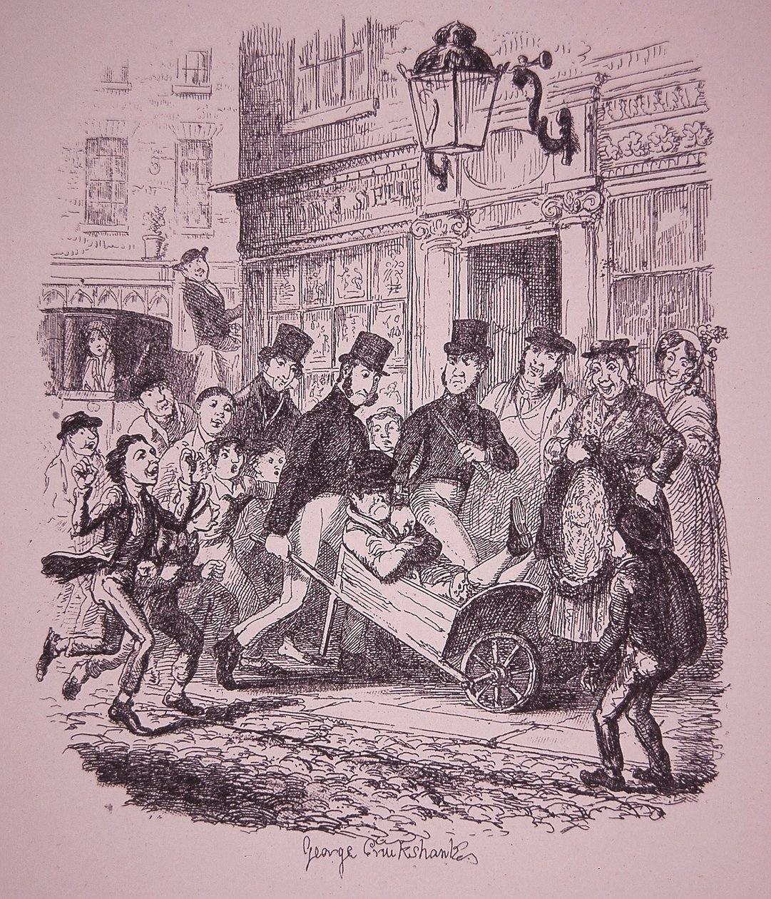 Ficktjuv tillfångatagen av polis, tidigt 1800-tal (gravyr) av George Cruikshank
