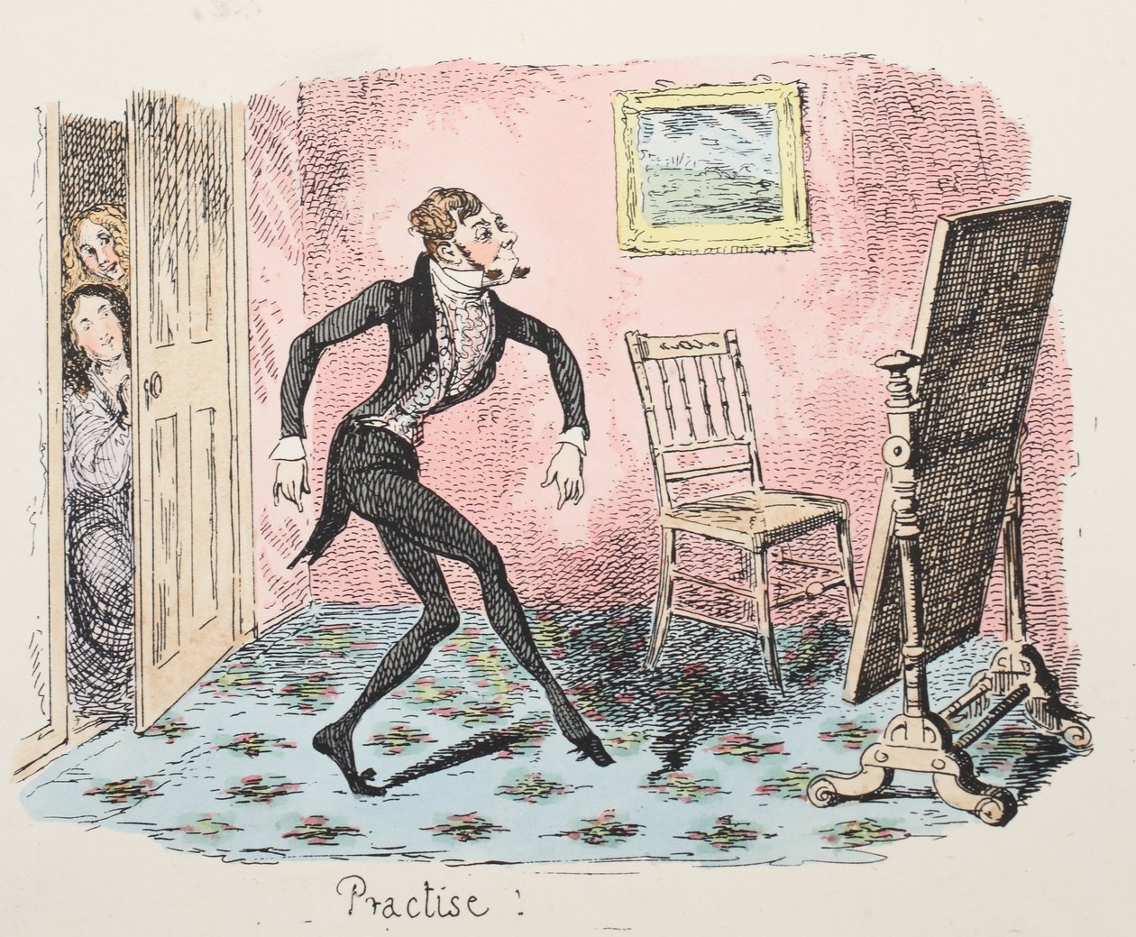 Öva, pub. 1832 (handfärgad gravyr) av George Cruikshank