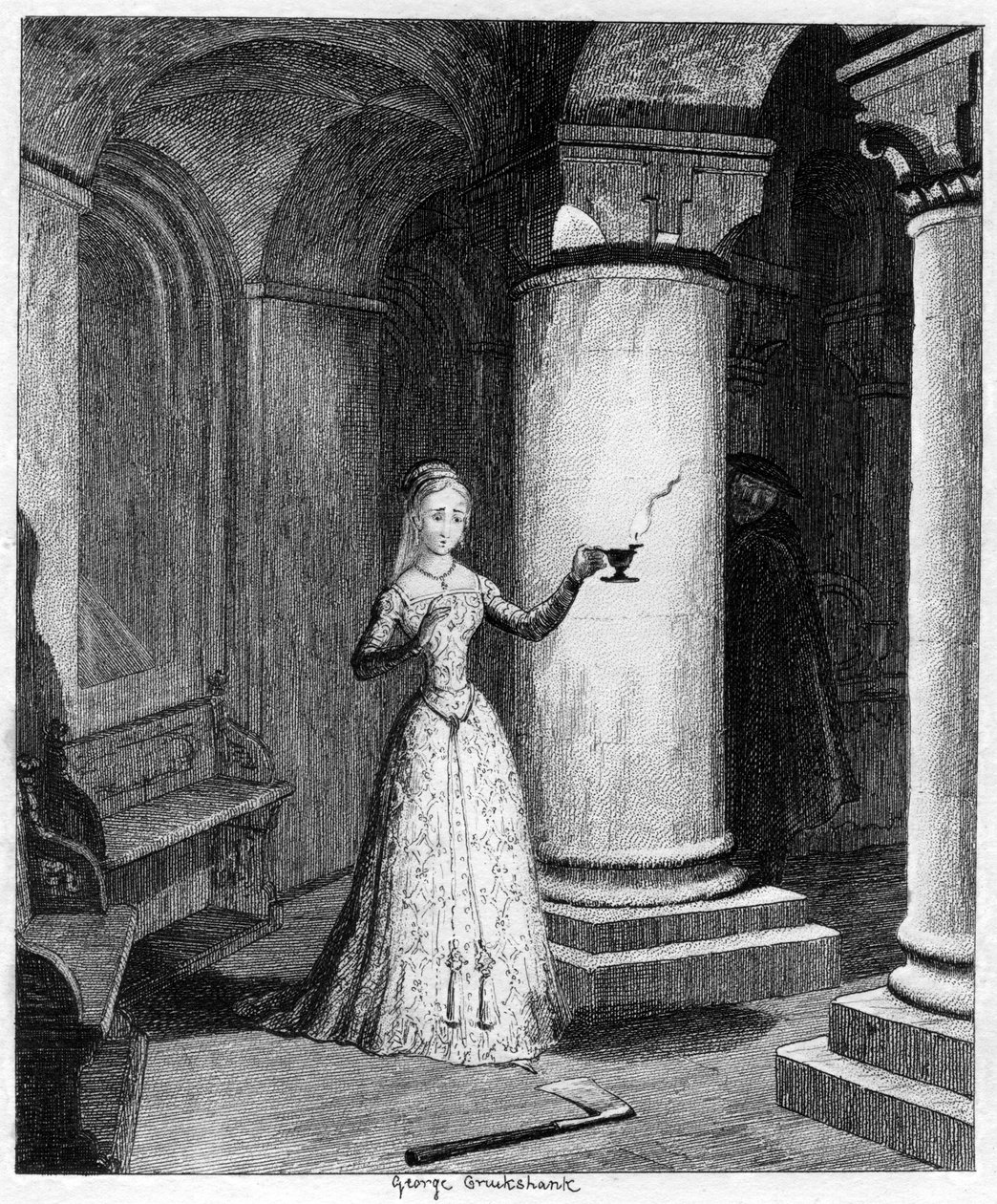 Drottning Janes första natten i tornet, 1553 1840 av George Cruikshank
