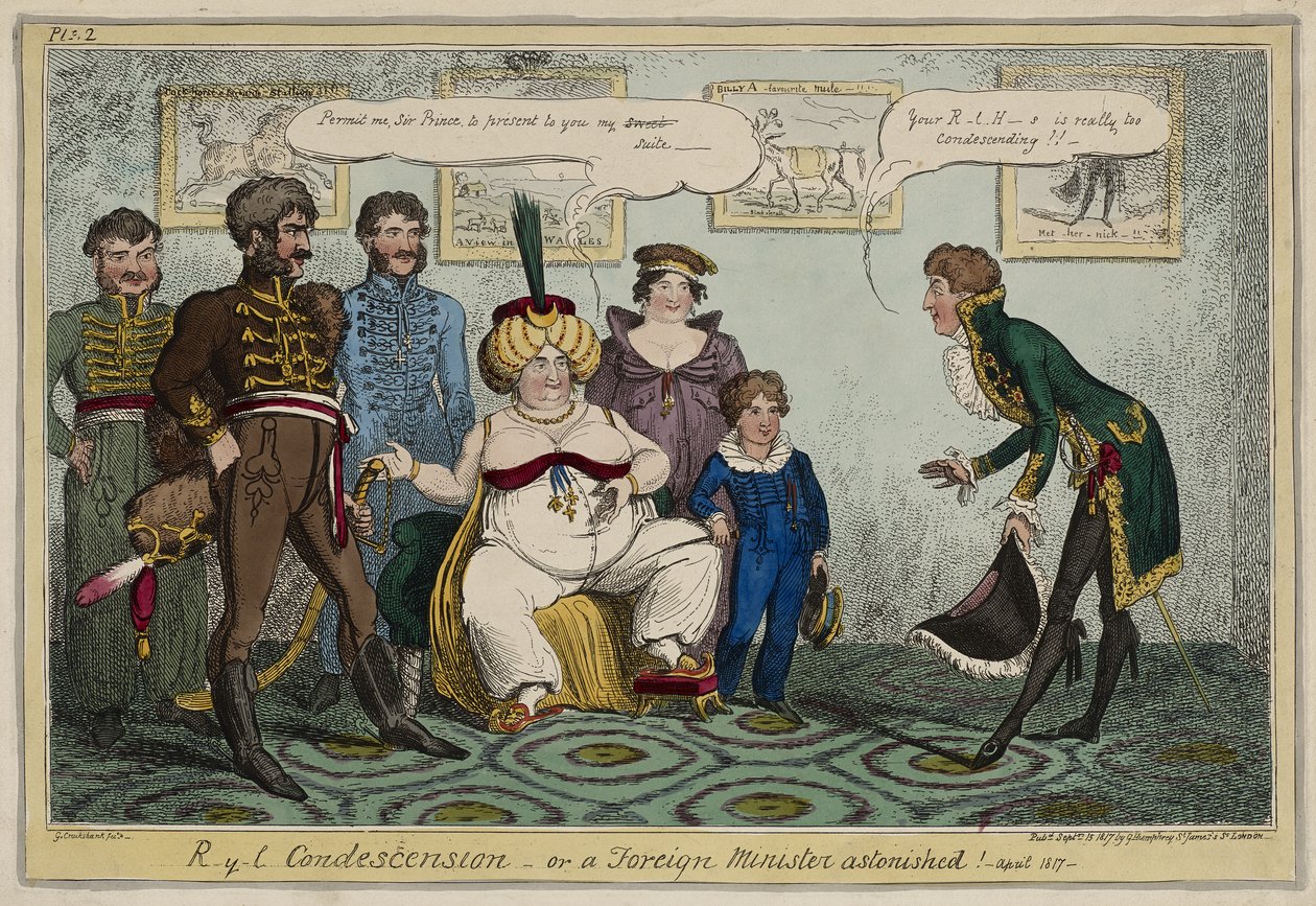 Kunglig nedlåtenhet eller, En utrikesminister förvånad! - april 1817 - 15 september av George Cruikshank