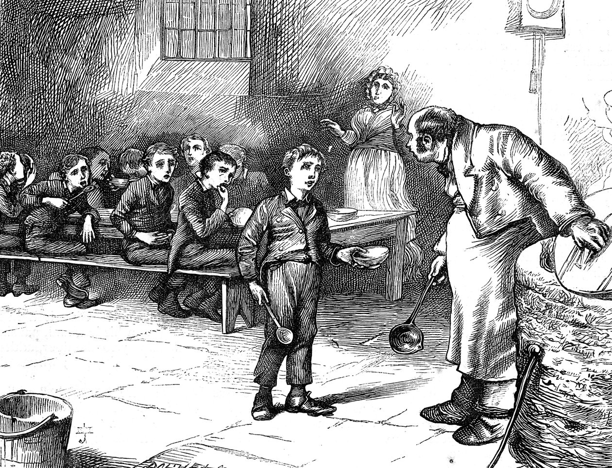 Scen från Oliver Twist av Charles Dickens, 1871 av George Cruikshank