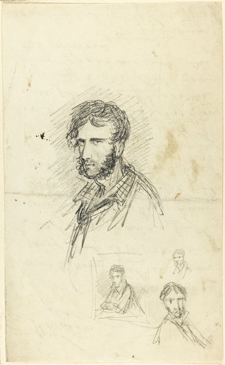 Självporträtt med tre skisser av George Cruikshank