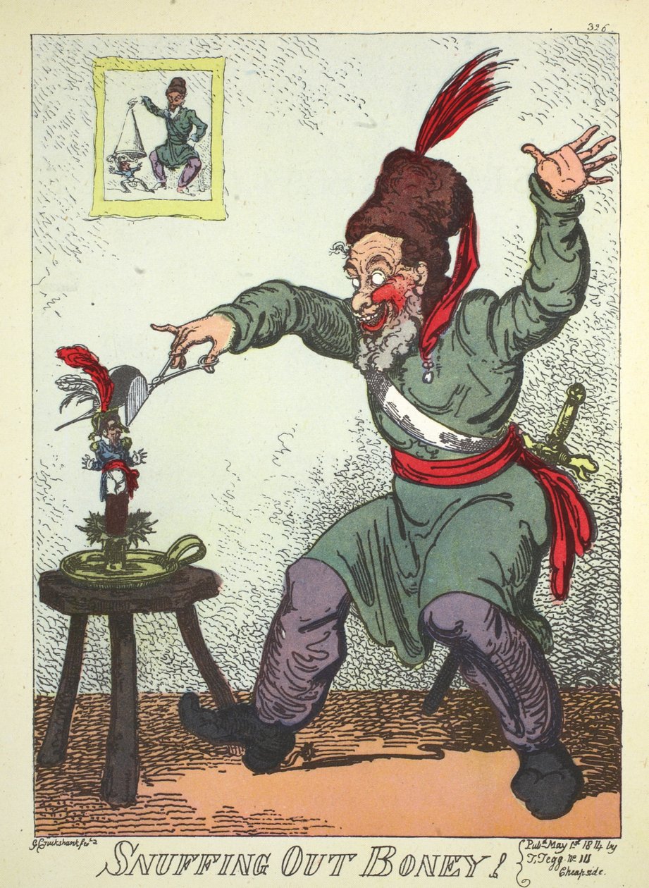 Snuffar ut Boney, pub. av Thomas Tegg av George Cruikshank