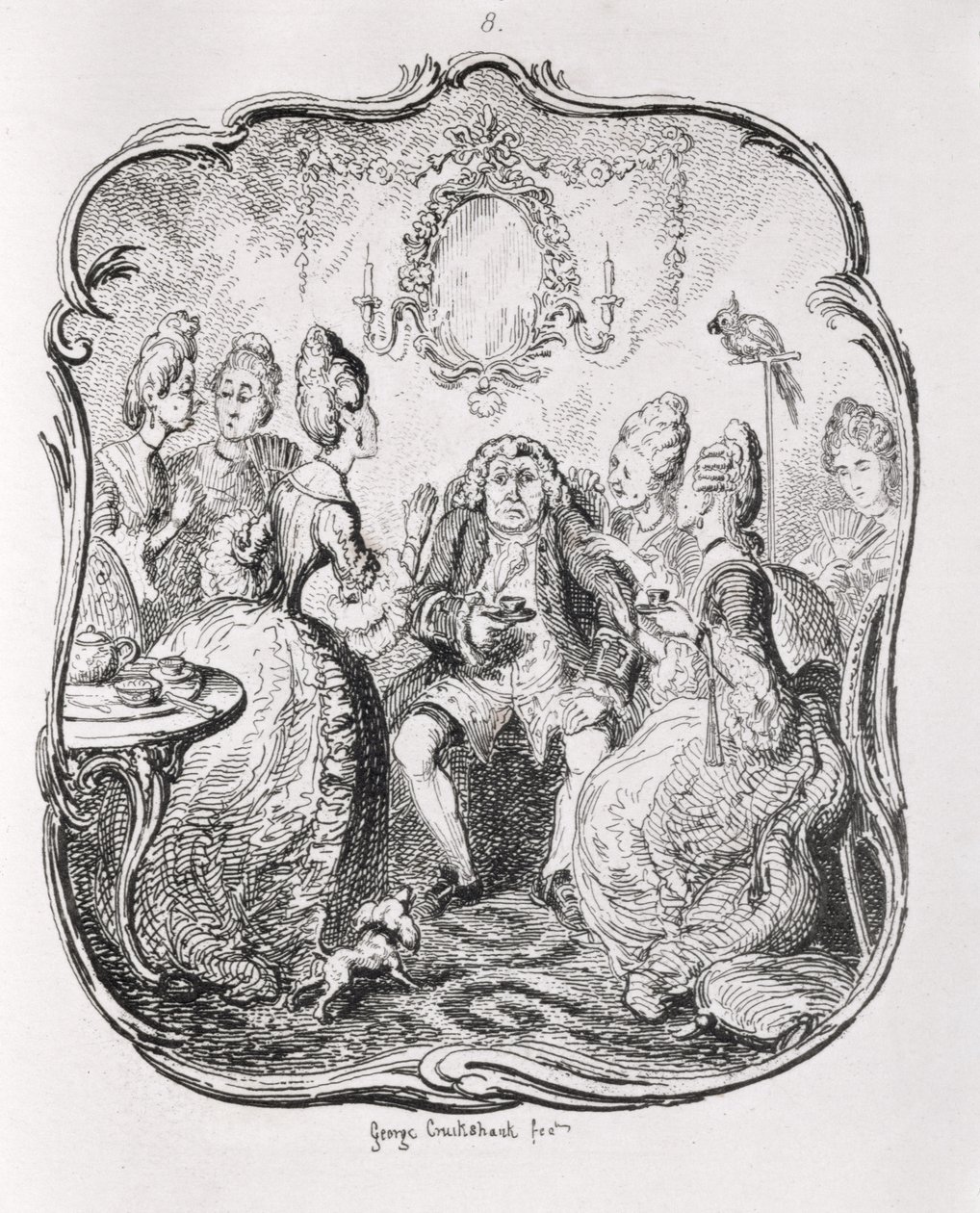 Squire Western och hans Lady Cousins, från "Tom Jones, historien om en Foundling", graverad av konstnären, illustration från "The Works of Henry Fielding", pub. av Henry G. Bohn, 1853 av George Cruikshank