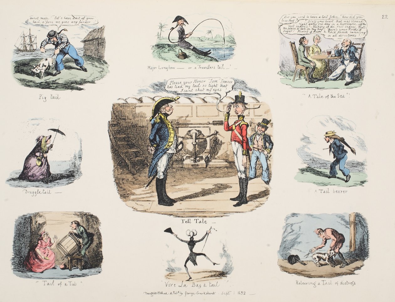 Tell Tale, pub. 1832 (handfärgad gravyr av George Cruikshank