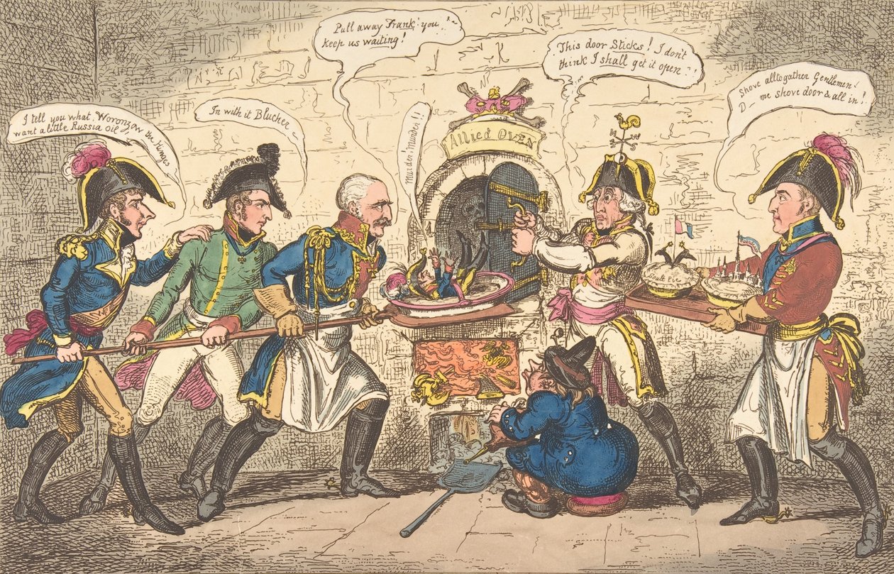 De allierade bagarna eller den korsikanska paddan i hålet, 1 april 1814., 1 april 1814. av George Cruikshank