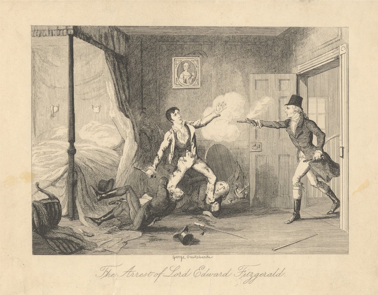 Gripandet av lord Edward Fitzgerald av George Cruikshank