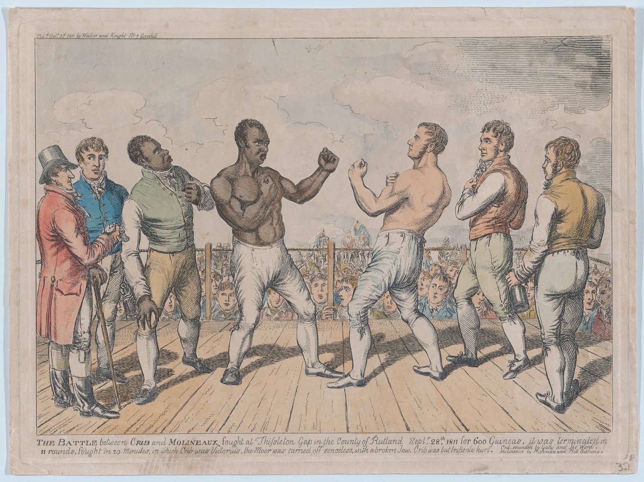 Slaget mellan Cribb och Molineaux, 28 september 1811, 3 oktober 1811, 3 oktober 1811. av George Cruikshank