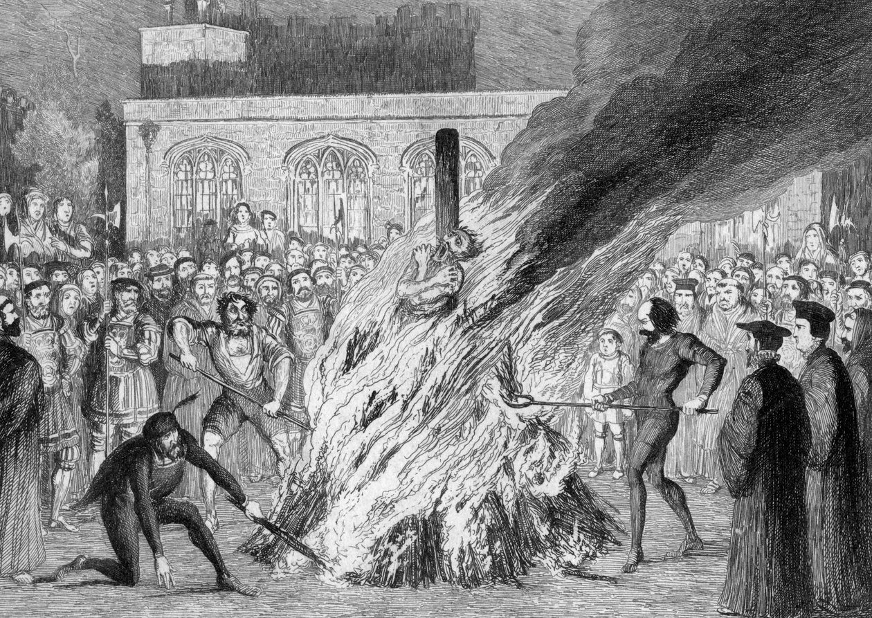 The Burning of Edward Underhill på Tower Green, 1840 av George Cruikshank