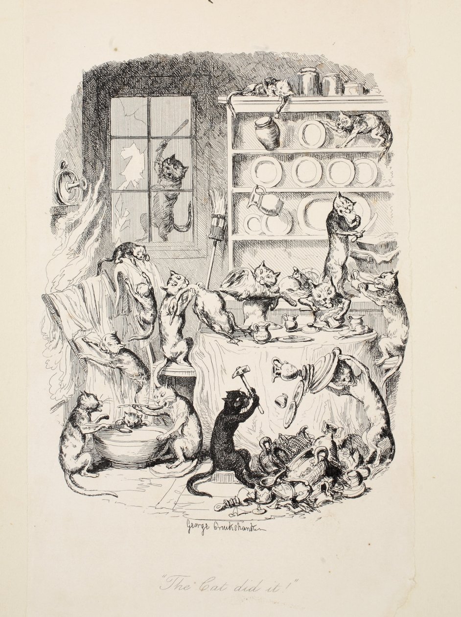 Katten gjorde det, från The Greatest Plague of Life, pub. 1847. av George Cruikshank