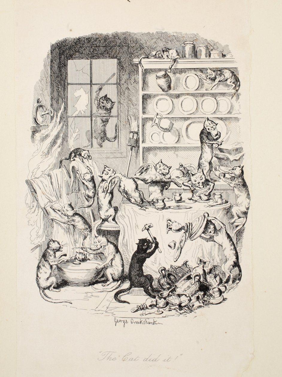 The Cat Did It, från The Greatest Plague of Life, pub. 1847 av George Cruikshank