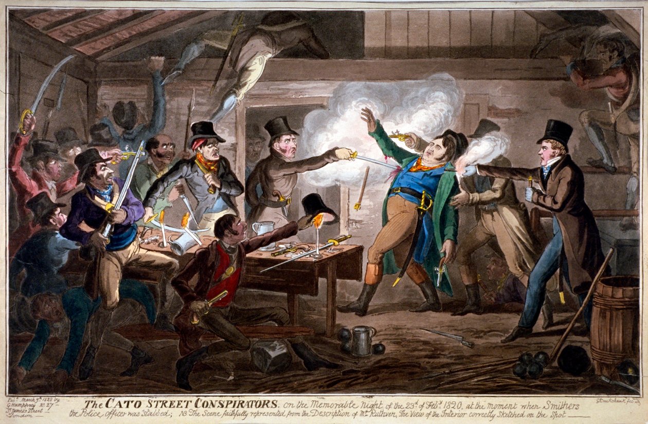 "Konspiratörerna på Cato Street...", 1820 av George Cruikshank