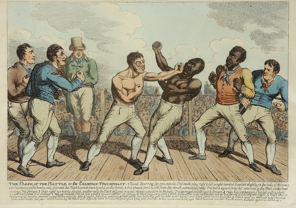 The Close of the Battle Triumphant (färgad etsning) av George Cruikshank