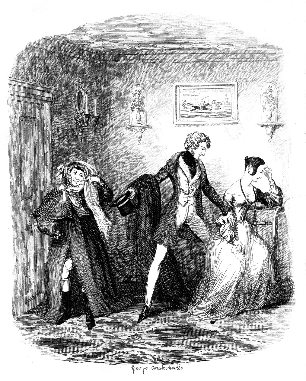 The Elopement, början av mitten av 1800-talet av George Cruikshank