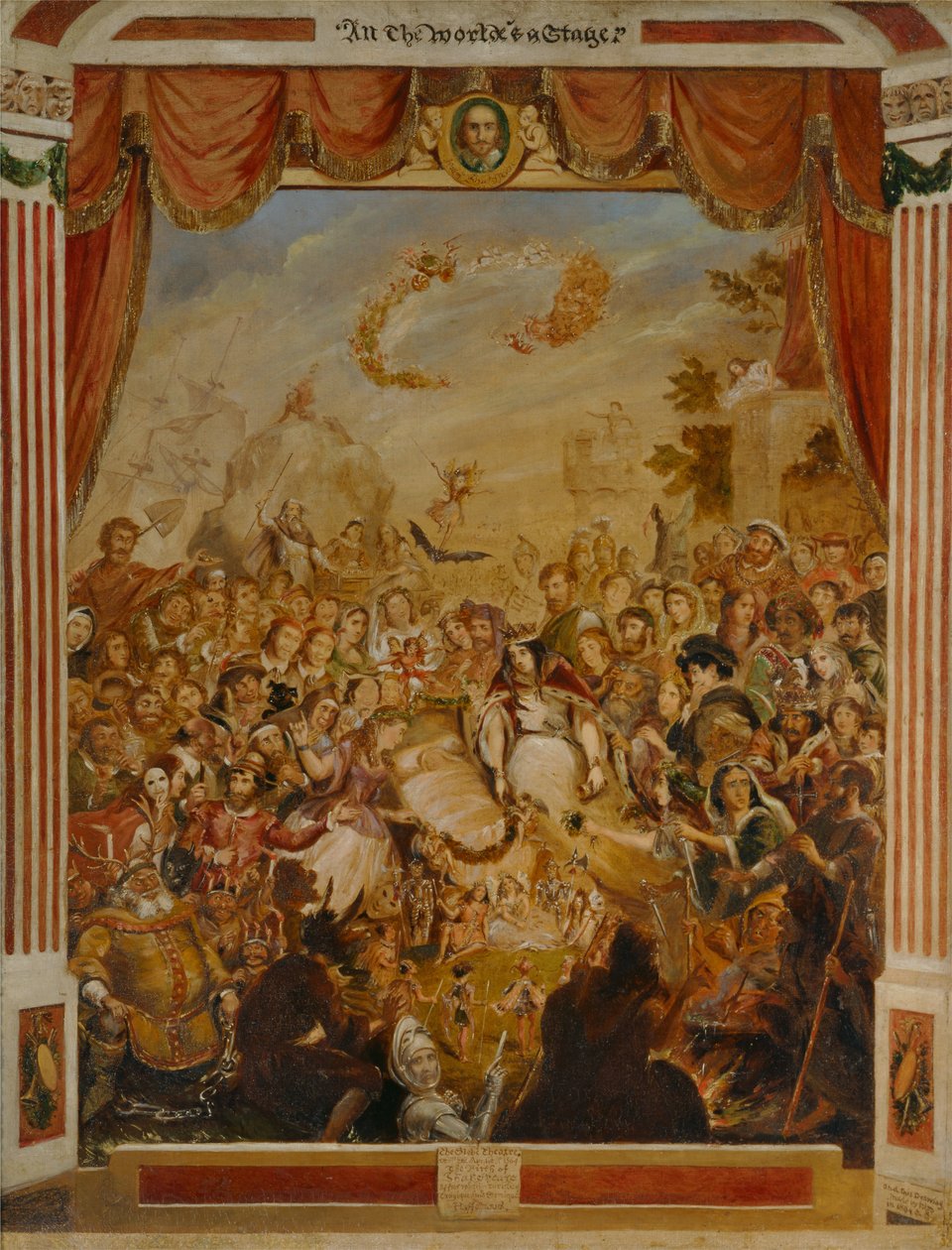 William Shakespeares första framträdande på scenen i Globe Theatre av George Cruikshank