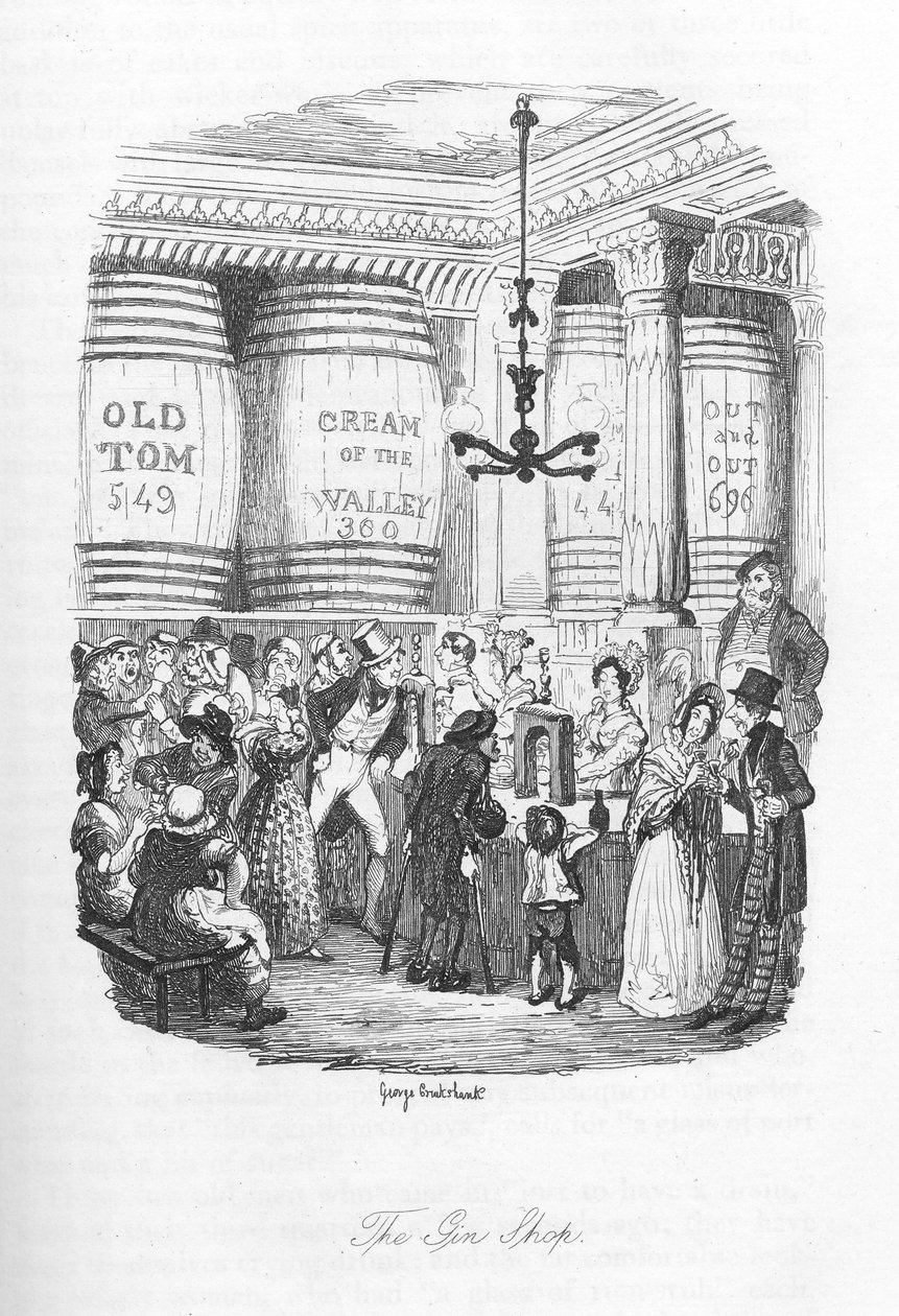 Ginbutiken, ca 1836 av George Cruikshank