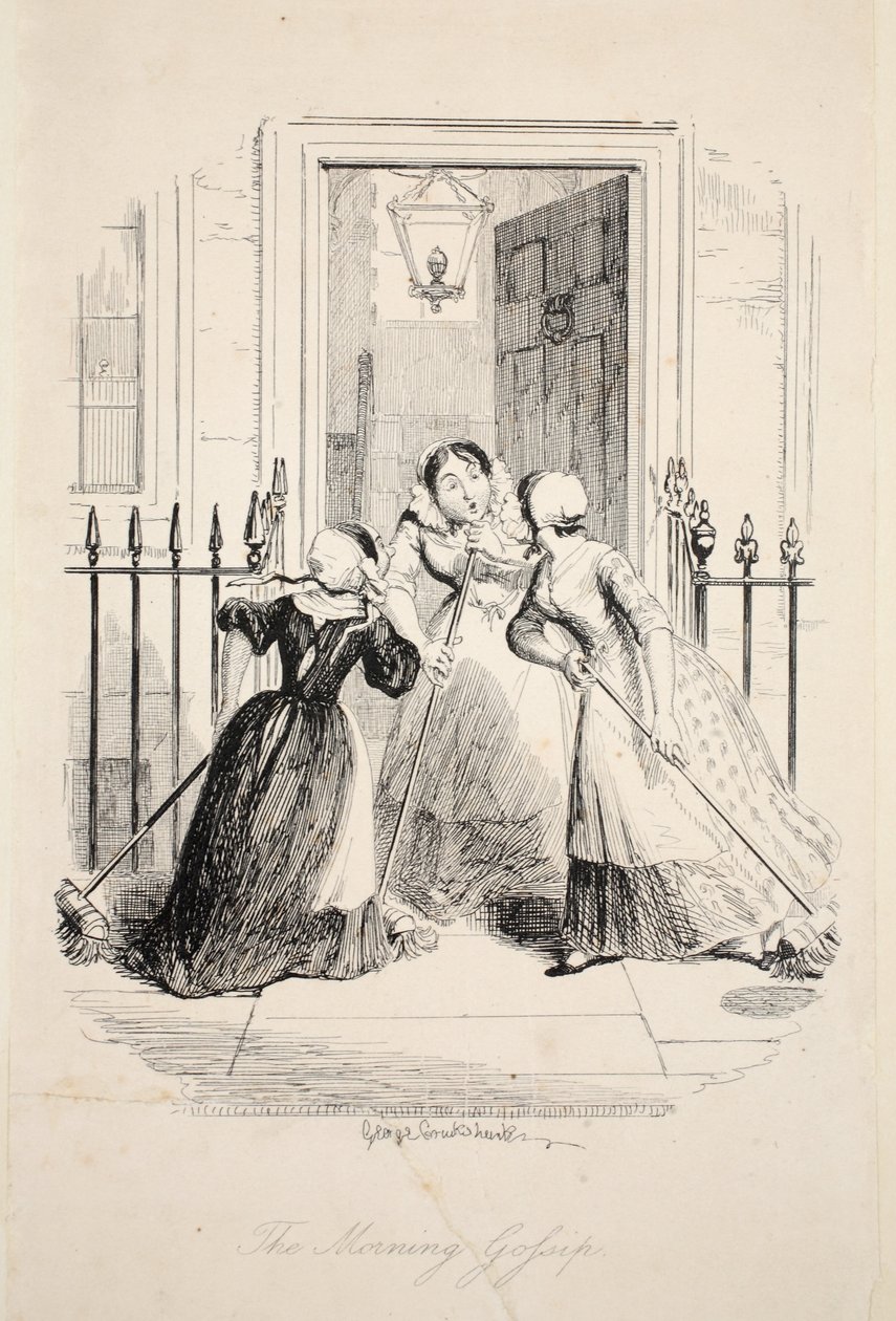 The Morning Gossip, från The Greatest Plague of Life, pub. 1847 av George Cruikshank
