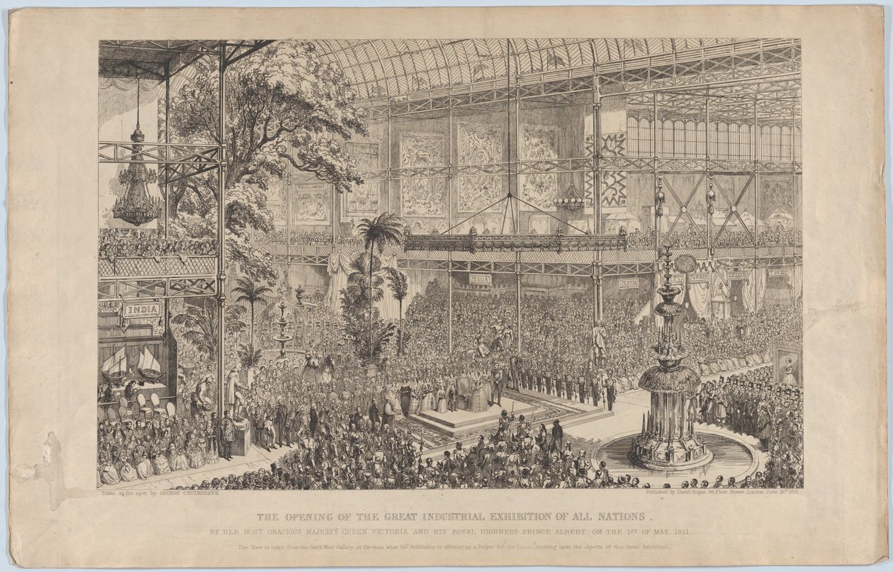 Öppnandet av den stora industriella utställningen av alla nationer, av Hennes Nådigaste Majest..., 1851. av George Cruikshank