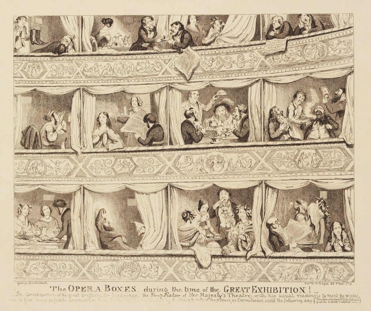 Operalådorna under tiden för den stora utställningen, 1851 av George Cruikshank