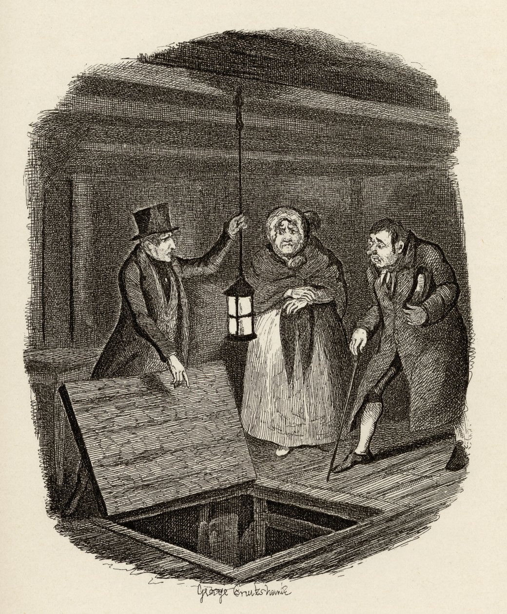 Bevisen förstörs, från "The Adventures of Oliver Twist" av Charles Dickens (1812-70) 1838, publicerad av Chapman und Hall, 1901 av George Cruikshank