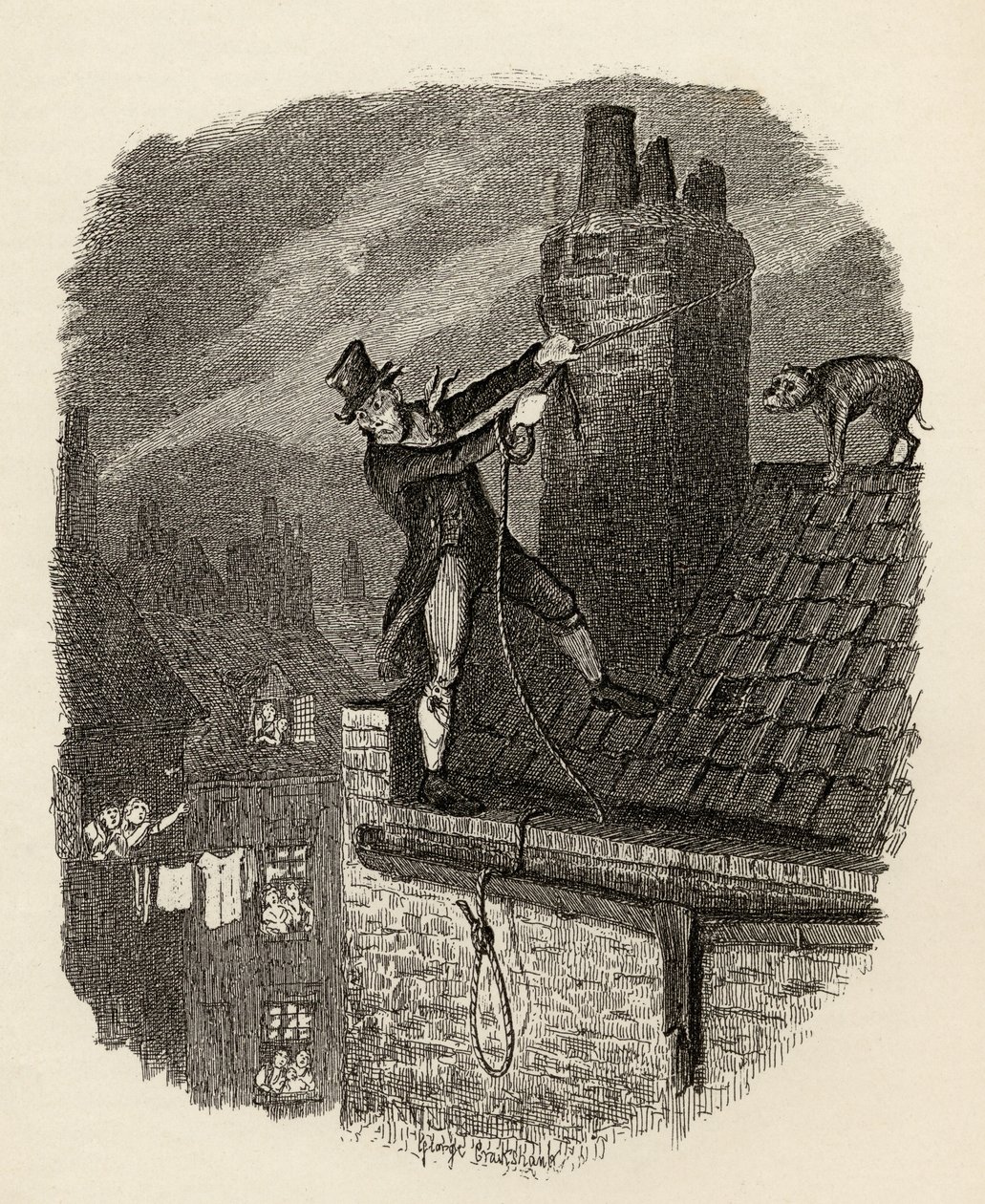 Den sista chansen, från "The Adventures of Oliver Twist" av Charles Dickens (1812-70) 1838, publicerad av Chapman und Hall, 1901 (gravyr) av George Cruikshank