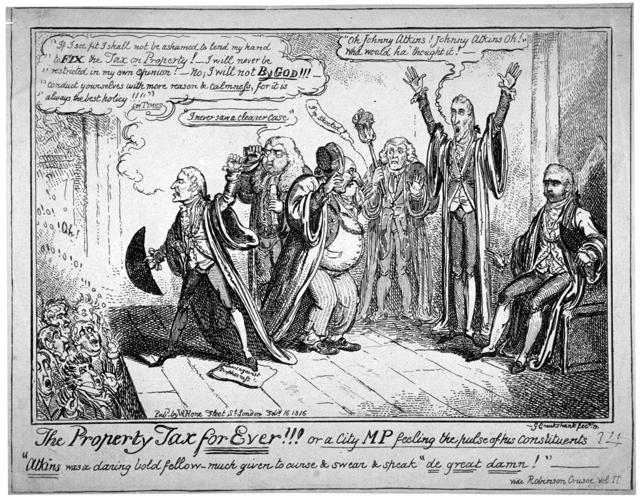 "Fastighetsskatten för alltid!!!", 1816. av George Cruikshank