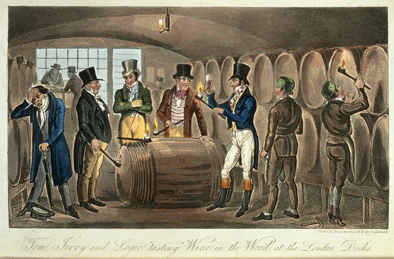 Tom, Jerry & Logic provar vin, "Life in London, etc.", av Pierce Egan av George Cruikshank