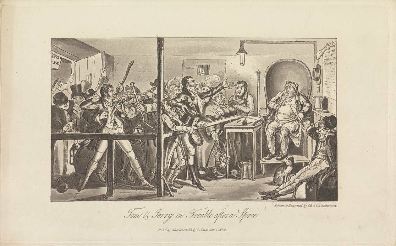 Tom & Jerry i trubbel efter en spree av George Cruikshank