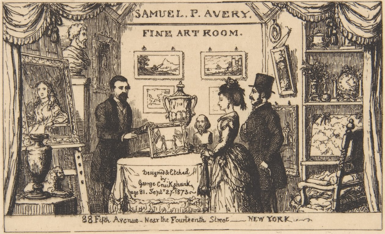 Reklamkort för Samuel P. Avery - Konstsalong av George Cruikshank