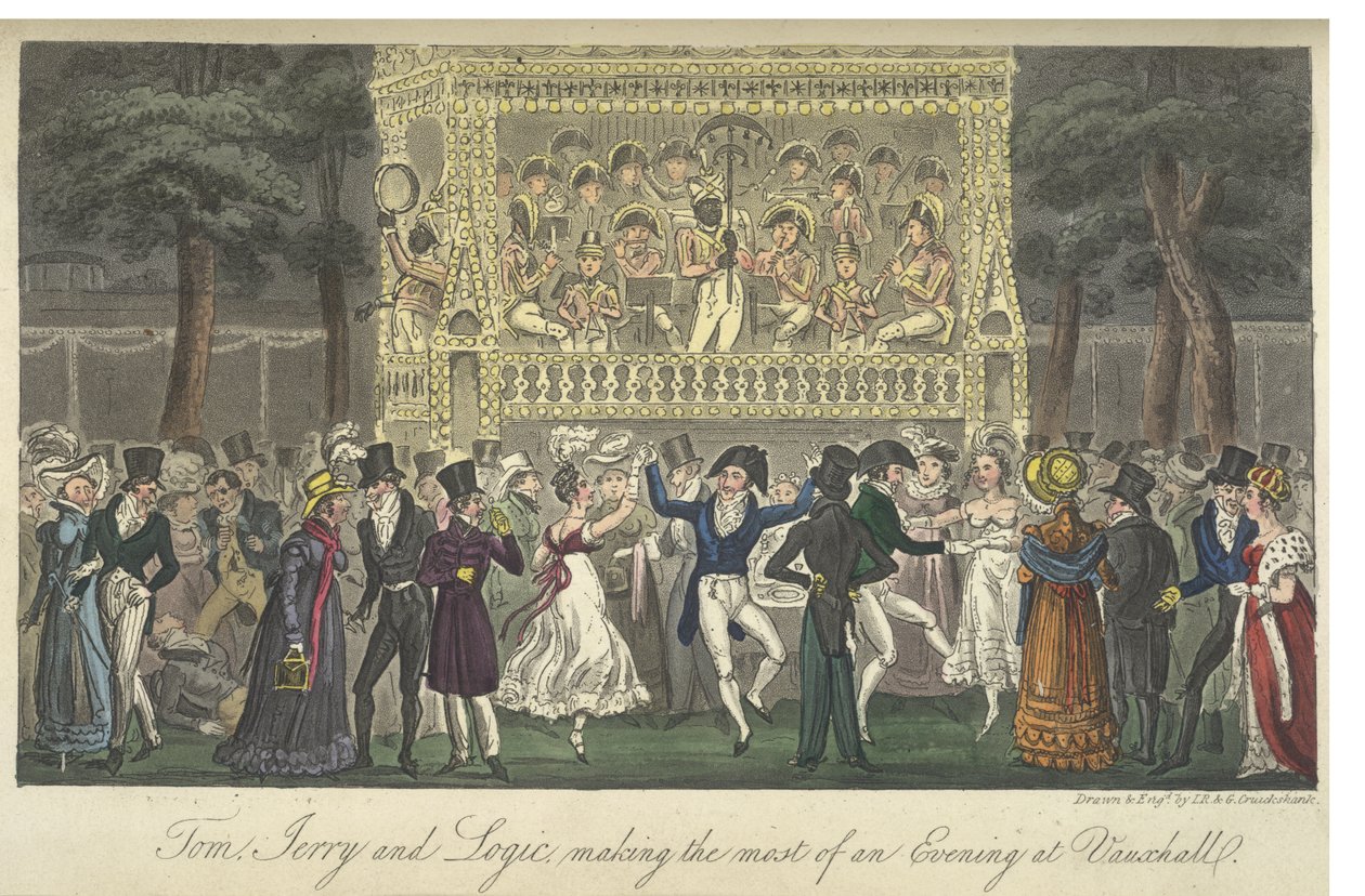 Vauxhall Gardens, "Life in London, etc.", av Pierce Egan av George Cruikshank