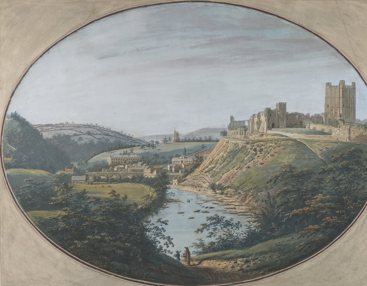 Utsikt över Richmond, Yorkshire, England, 1788. av George Cuit