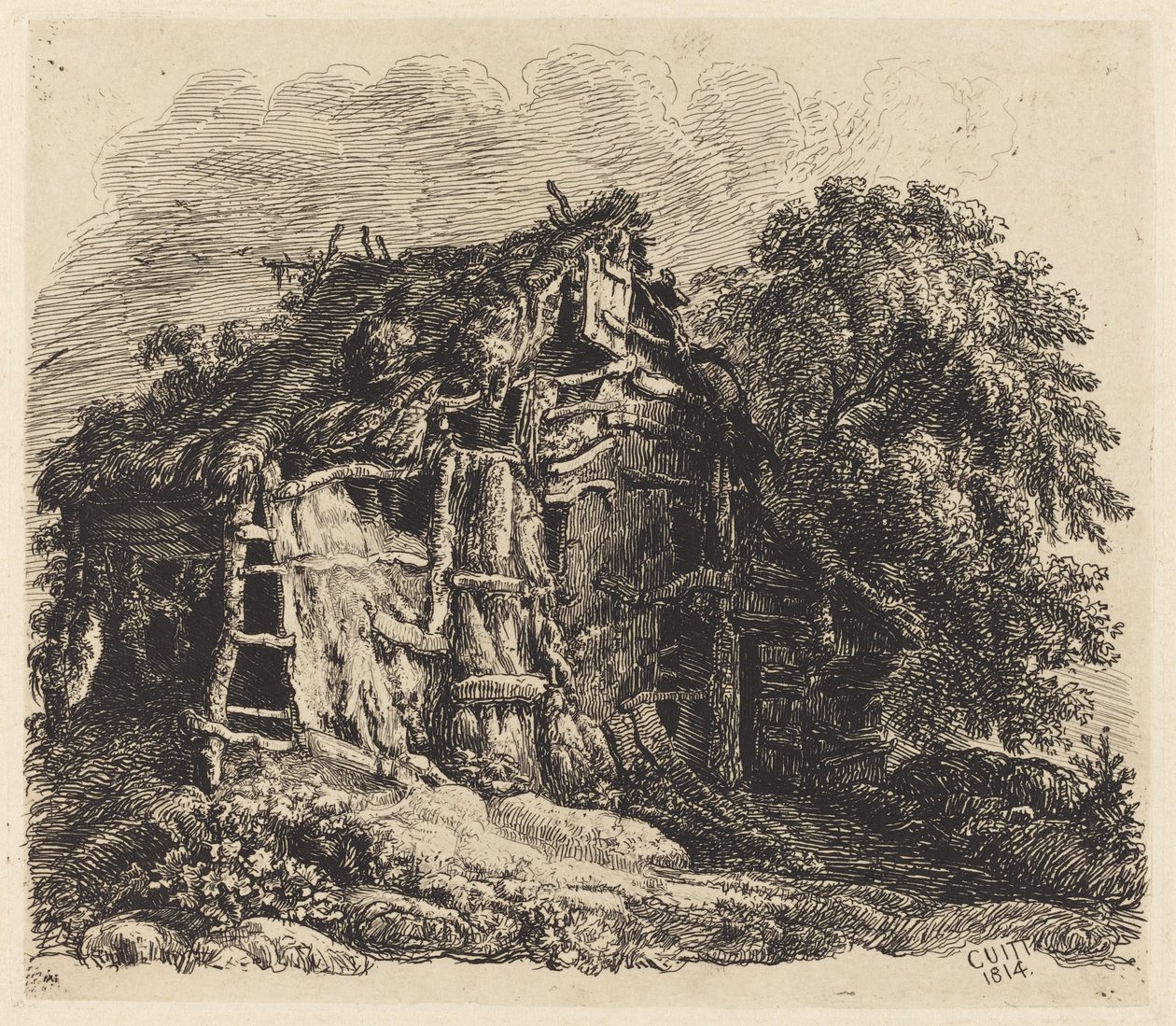 Welsh Hovel vid Machynllaeth av George Cuitt the Younger