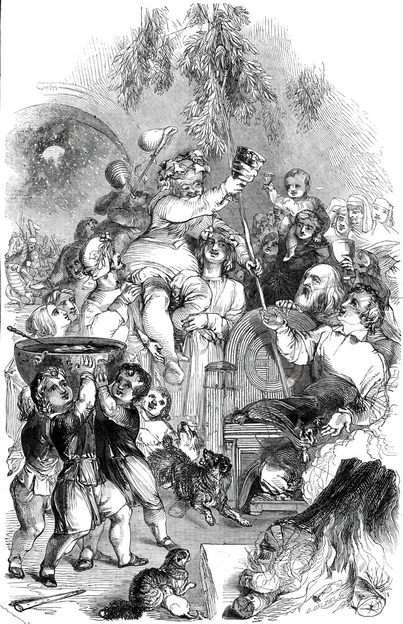 Bringing in Christmas - tecknad av William Harvey, 1845. av George Dalziel