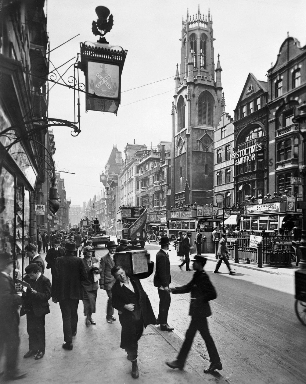 Fleet Street i väster, City of London, 1920-talet av George Davison Reid