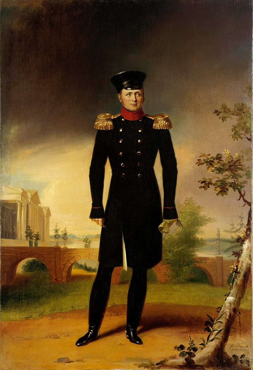 Porträtt av den ryske tsaren Alexander I (1777-1825) (den store) i officersdräktmålning av George Dawe (1781-1829) Sankt Petersburg. Eremitagemuseet av George Dawe
