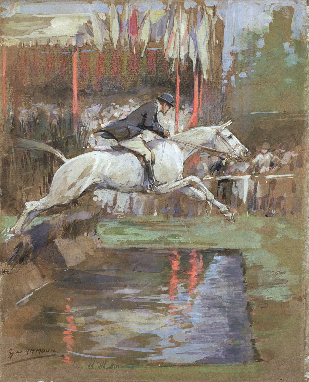 Vattenhoppet (akvarell på papper) av George Denholm Armour