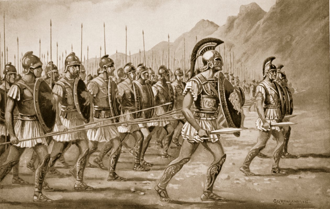 En makedonsk falang, illustration från 