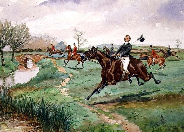 Full Cry (akvarell på papper) av George Derville Rowlandson
