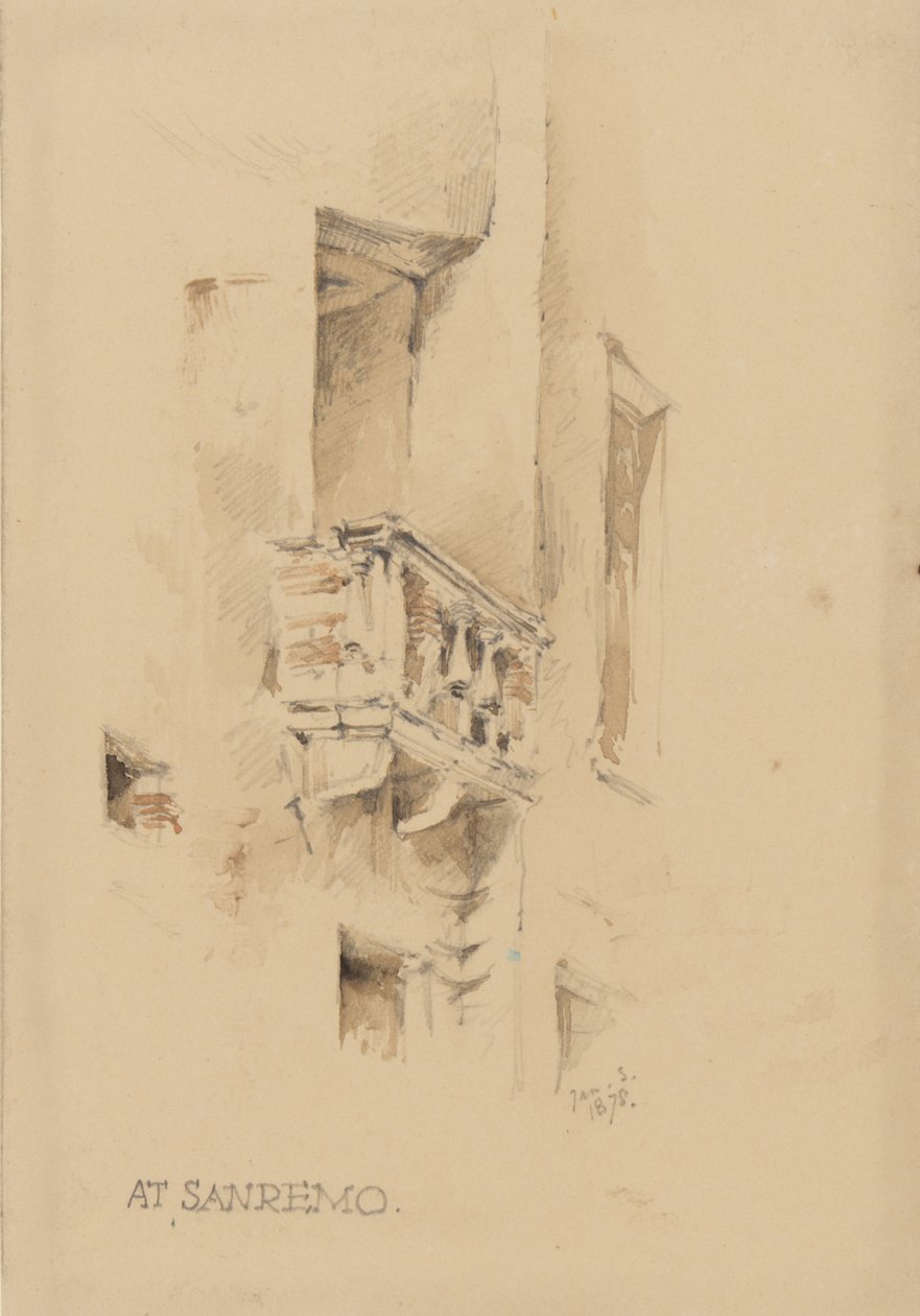 I San Remo, 3 januari 1878 (penna och wc på papper) av George Douglas Tinling