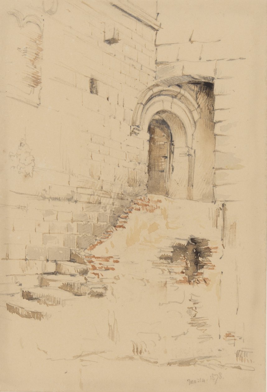 På en innergård i anslutning till S. Siro, San Remo, januari 1878 (penna & wc på papper) av George Douglas Tinling
