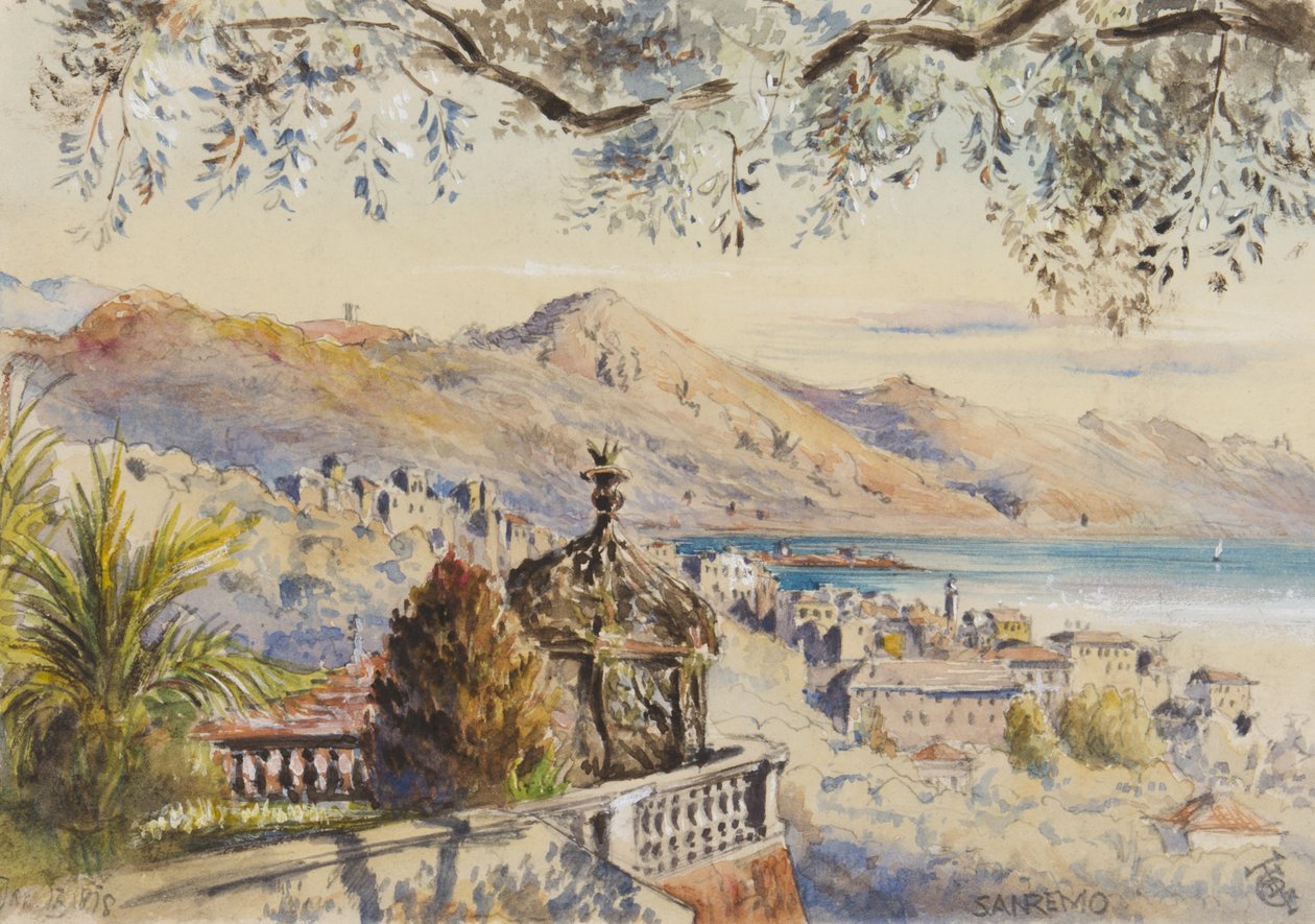 San Remo, 12 januari 1878 (wc på papper) av George Douglas Tinling