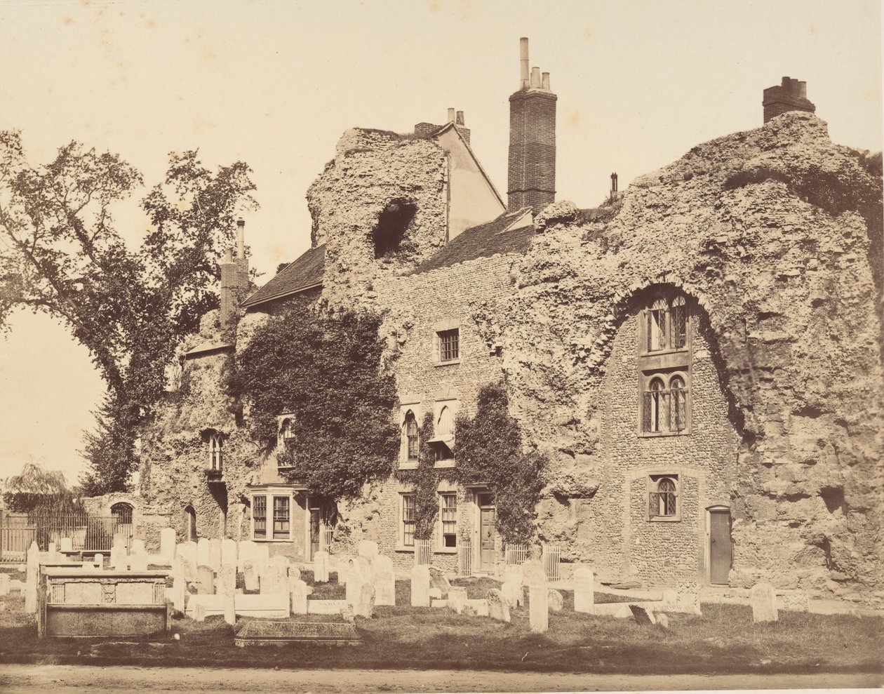Rester of the Abbey Church, Bury St. Edmunds, 1857. av George Downes